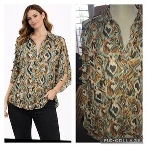 Foreign Exchange batwing blouse with cutout sleeves